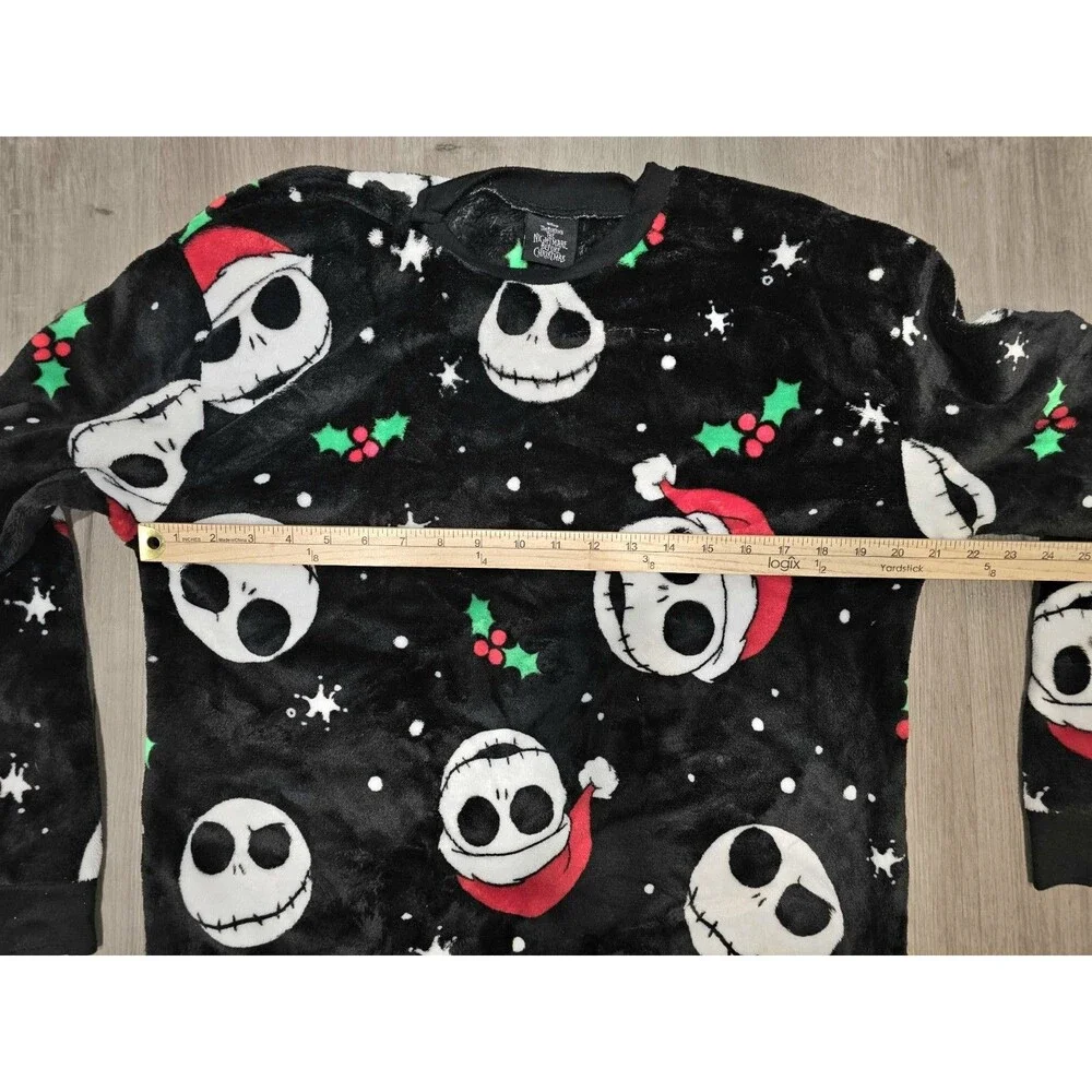 NBC Jack Skellington Plush Fleece Sweater Unisex L/XL - Disney Holiday Crewneck